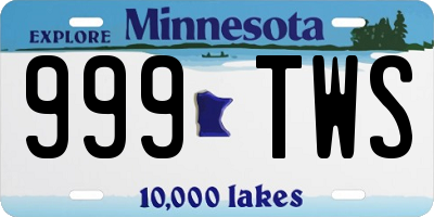 MN license plate 999TWS