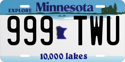 MN license plate 999TWU