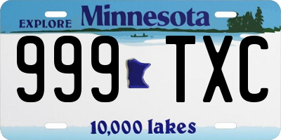 MN license plate 999TXC