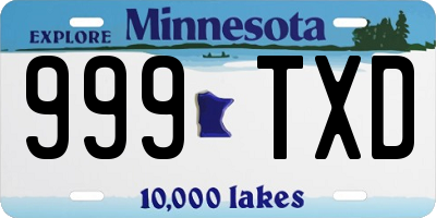 MN license plate 999TXD