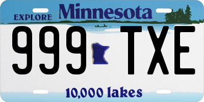 MN license plate 999TXE