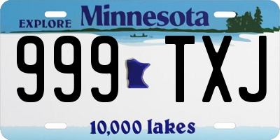 MN license plate 999TXJ