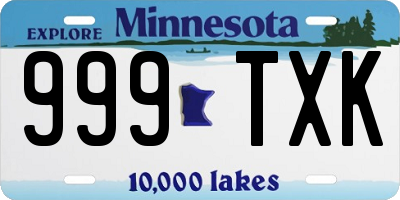 MN license plate 999TXK