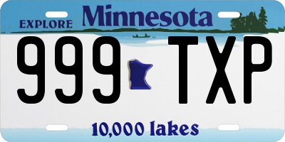 MN license plate 999TXP