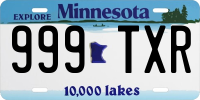 MN license plate 999TXR