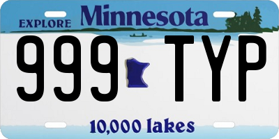 MN license plate 999TYP