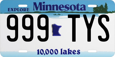 MN license plate 999TYS