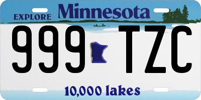 MN license plate 999TZC