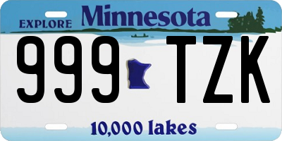 MN license plate 999TZK