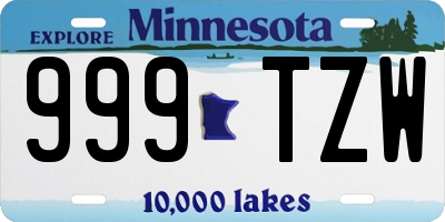 MN license plate 999TZW