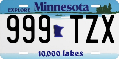MN license plate 999TZX