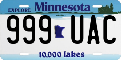 MN license plate 999UAC