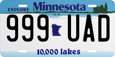 MN license plate 999UAD