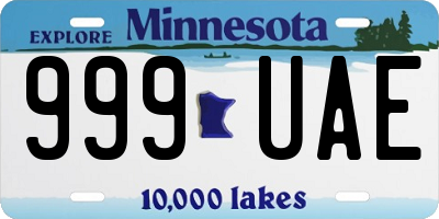 MN license plate 999UAE