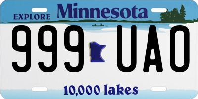 MN license plate 999UAO