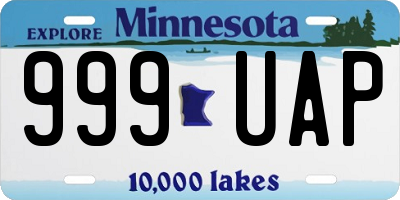 MN license plate 999UAP