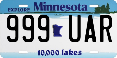 MN license plate 999UAR