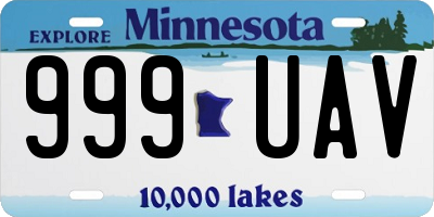 MN license plate 999UAV