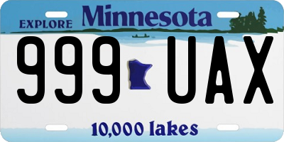 MN license plate 999UAX