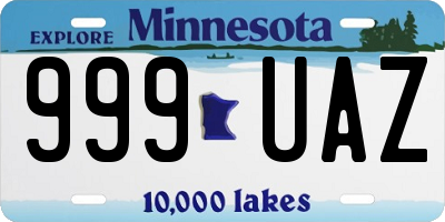 MN license plate 999UAZ