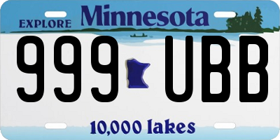 MN license plate 999UBB