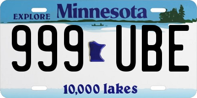 MN license plate 999UBE