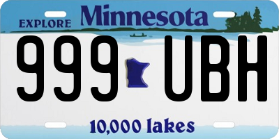 MN license plate 999UBH