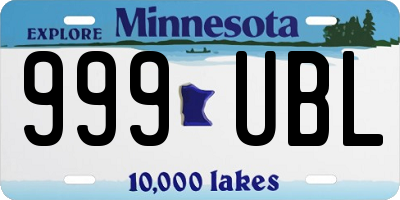 MN license plate 999UBL