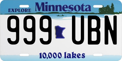 MN license plate 999UBN
