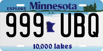 MN license plate 999UBQ