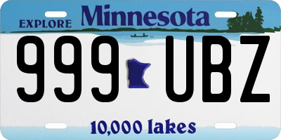 MN license plate 999UBZ