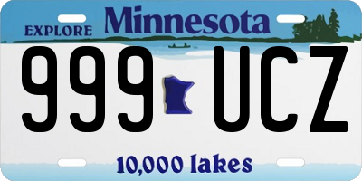 MN license plate 999UCZ