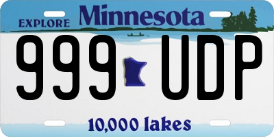 MN license plate 999UDP