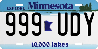 MN license plate 999UDY