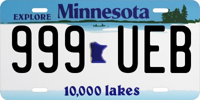 MN license plate 999UEB