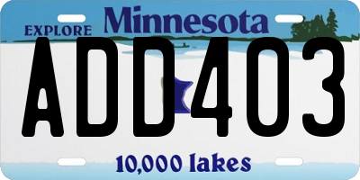 MN license plate ADD403