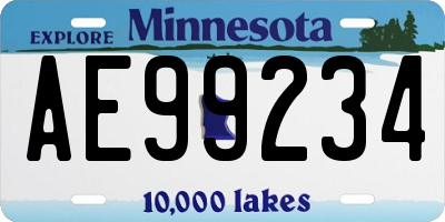 MN license plate AE99234