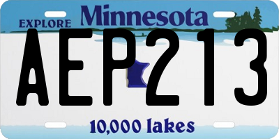 MN license plate AEP213