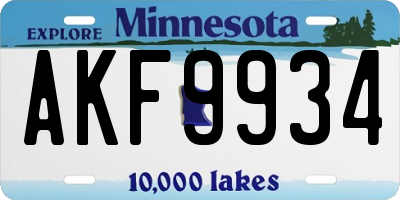 MN license plate AKF9934