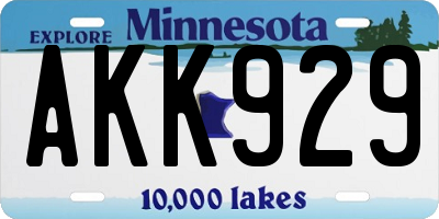 MN license plate AKK929