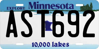 MN license plate AST692