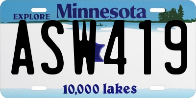 MN license plate ASW419