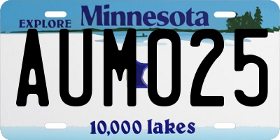 MN license plate AUM025