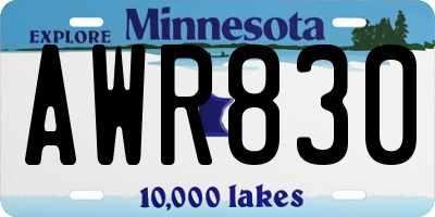 MN license plate AWR830