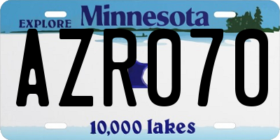 MN license plate AZR070