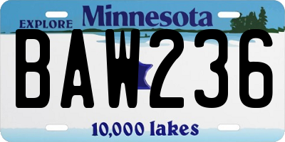 MN license plate BAW236