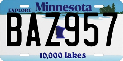 MN license plate BAZ957
