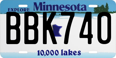 MN license plate BBK740