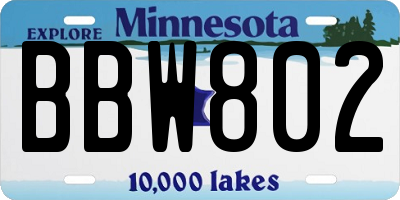 MN license plate BBW802