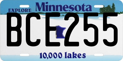 MN license plate BCE255